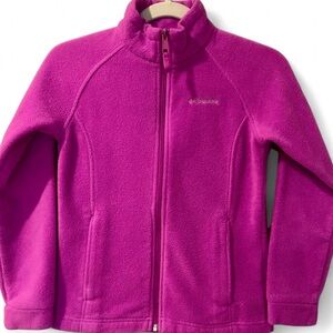 Columbia Girls Fleece Jacket Pink Purple Full Zip Youth M 10/12”